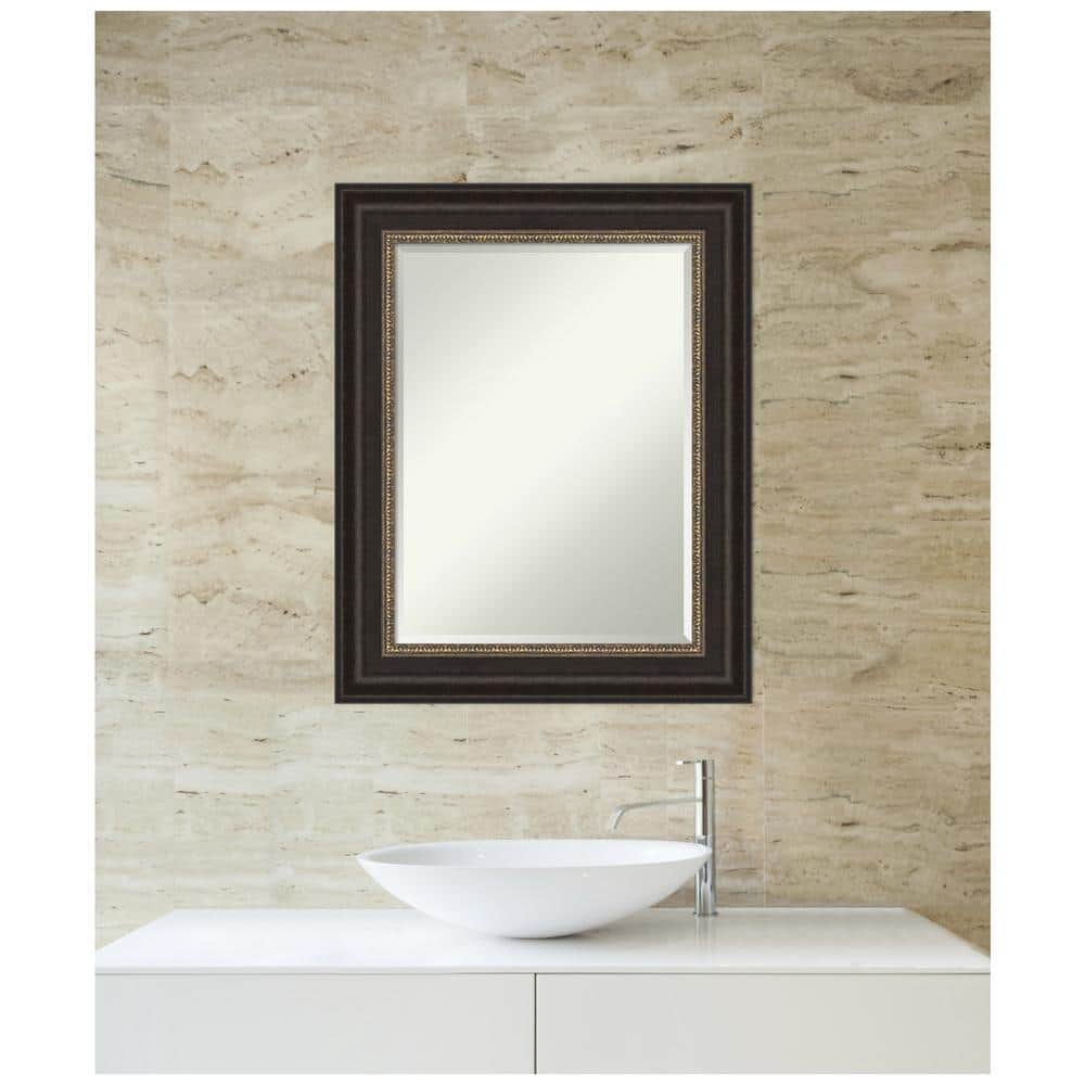Medium Rectangular Bronze and Gold Bathroom Vanity Mirror