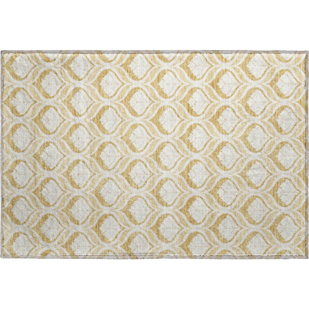 Mayfield Premium Machine Washable Abstract AMF2379 Gold 3 ft. x 4 ft. Area Rug price history on PriceWatchPro