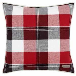 Lodge Red 1-Piece 20 in. x 20 in. Plush Throw Pillow
