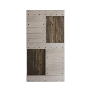 S Series 42 in. x 84 in. Carbon Grey/Light Grey Knotty Pine Wood Barn Door Slab