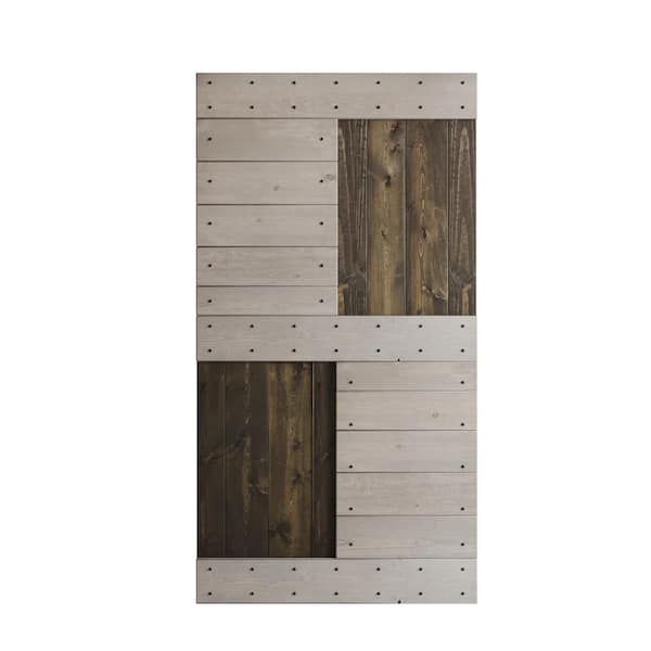 COAST SEQUOIA INC S Series 42 in. x 84 in. Carbon Grey/Light Grey Knotty Pine Wood Barn Door Slab