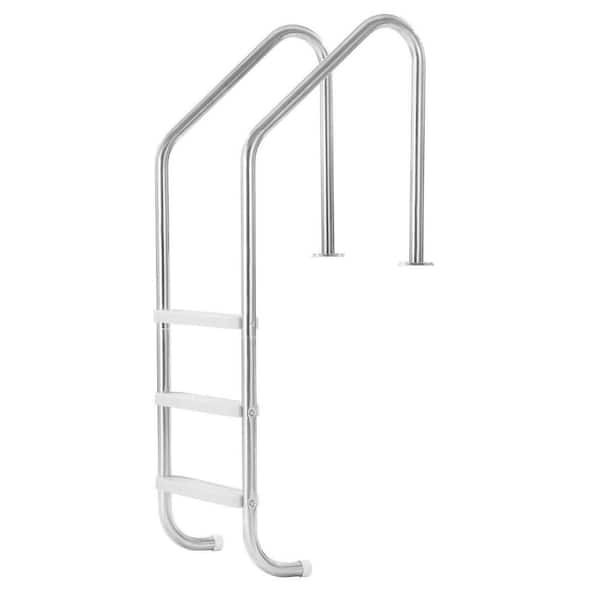 maocao hoom 2.8 ft. Reach Step Stool,Step Ladder,3-Step Stainless Steel Pool Ladder of 2-Handrails Loads 265 lb. for 48-54 In Pool