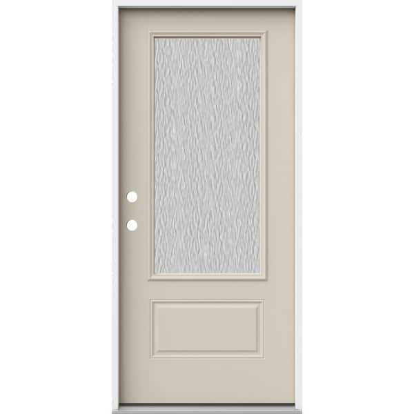 JELD-WEN 36 in. x 80 in. 1 Panel Right-Hand/Inswing 3/4 Lite Hammered Glass Primed Steel Prehung Front Door
