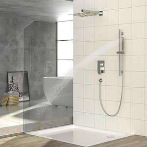 Double Handle 2-Spray Shower Faucet 1.8 GPM 10 in. Square Shower Head with Body Spray in Oil Rubber Bronze