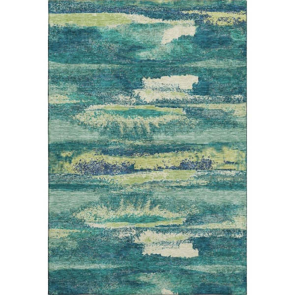 Addison Rugs Mayfield Premium Machine Washable Abstract AMF942 Emerald 3 ft. x 5 ft. Area Rug