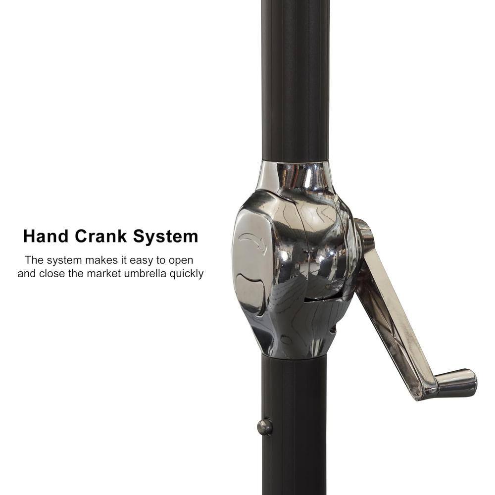 Gray 9FT Aluminum Patio Umbrella with Dual Tilt and Crank