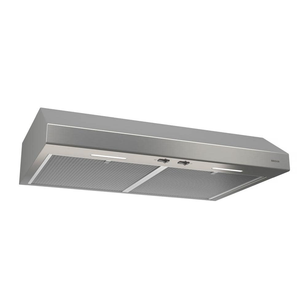 Broan-NuTone 24 in. 300 Max Blower CFM Convertible Under-Cabinet Range Hood with Light in Stainless Steel, ENERGY STAR, Silver