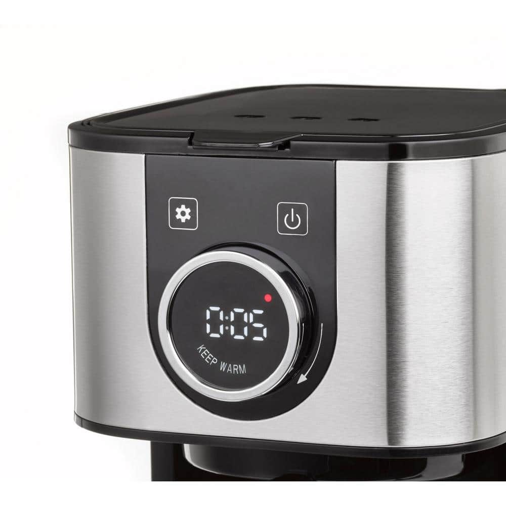Sleek 10-Cup Black Glass Carafe Drip Coffee Maker with Programmable Timer