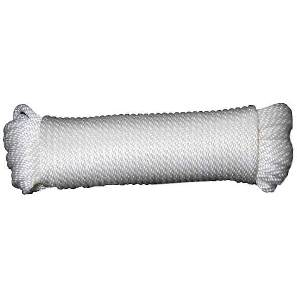 3/16″ Solid Braided Nylon Cord White