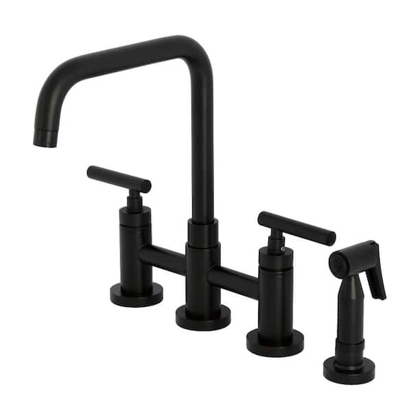 Manhattan 2-Handle Bridge Kitchen Faucet in Matte Black