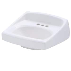 Lucerne 18.25 in. White Vitreous China Square Wall-Mounted Bathroom Sink in with Overflow Drain
