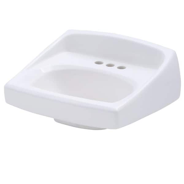 American Standard Lucerne 18.25 in. White Vitreous China Square Wall-Mounted Bathroom Sink in with Overflow Drain