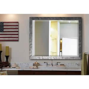 Medium Rectangle Silver Beveled Glass Modern Mirror (36.5 in. H x 30.5 in. W)