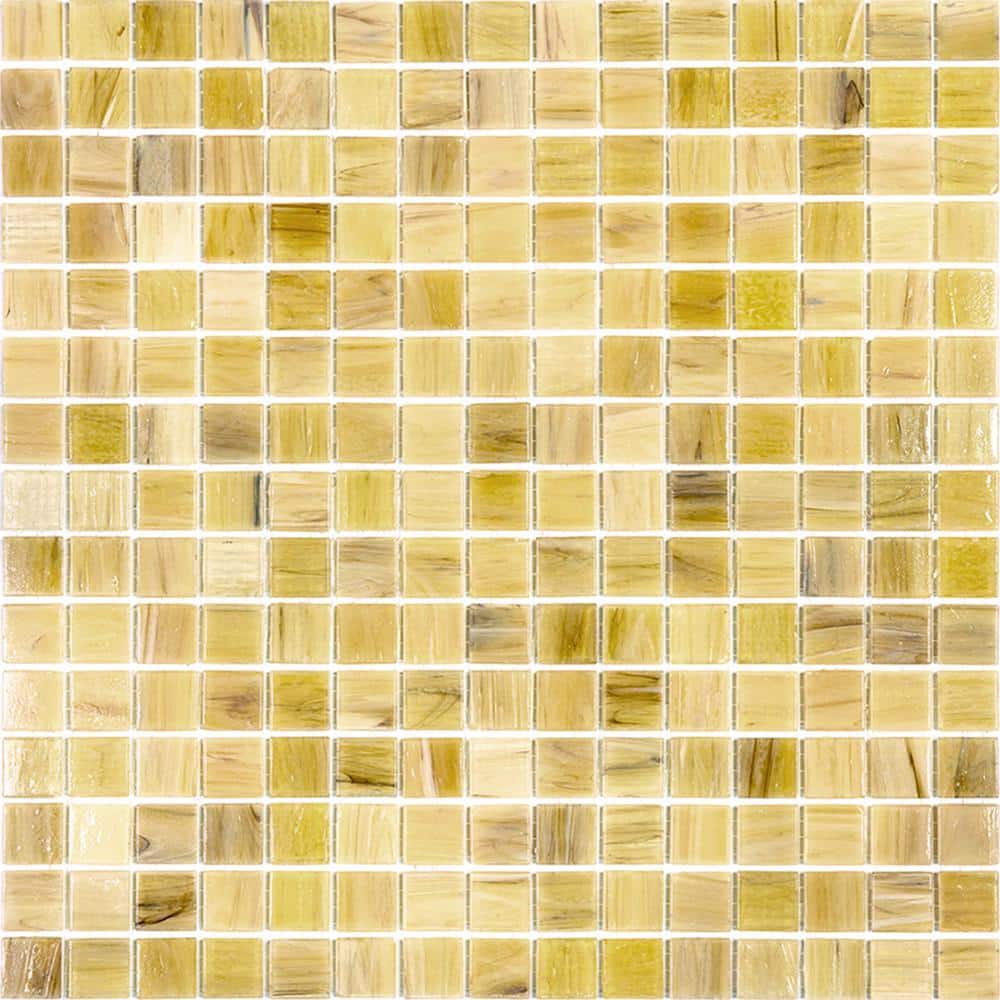 Celestial 12 in. x 12 in. Glossy Yellow Glass Mosaic Tile