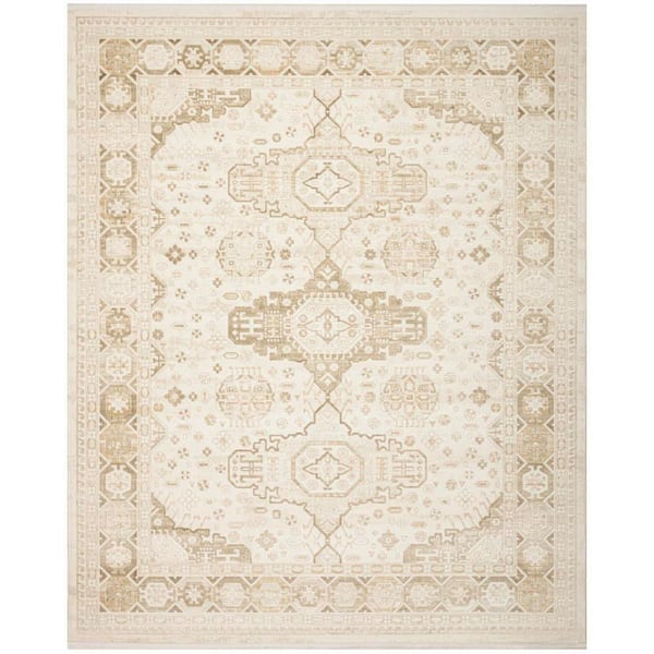 Pardis Ivory Beige 8 ft. x 10 ft. Center medallion Traditional Area Rug