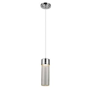 Integrated LED Polished Chrome Pendant with Seeded Glass