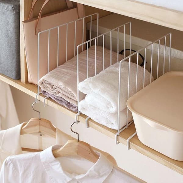 8 Pack Metal Shelf Dividers for Closet Organization, Wood Shelves Separators for Handbag Utensils Clothes Storage
