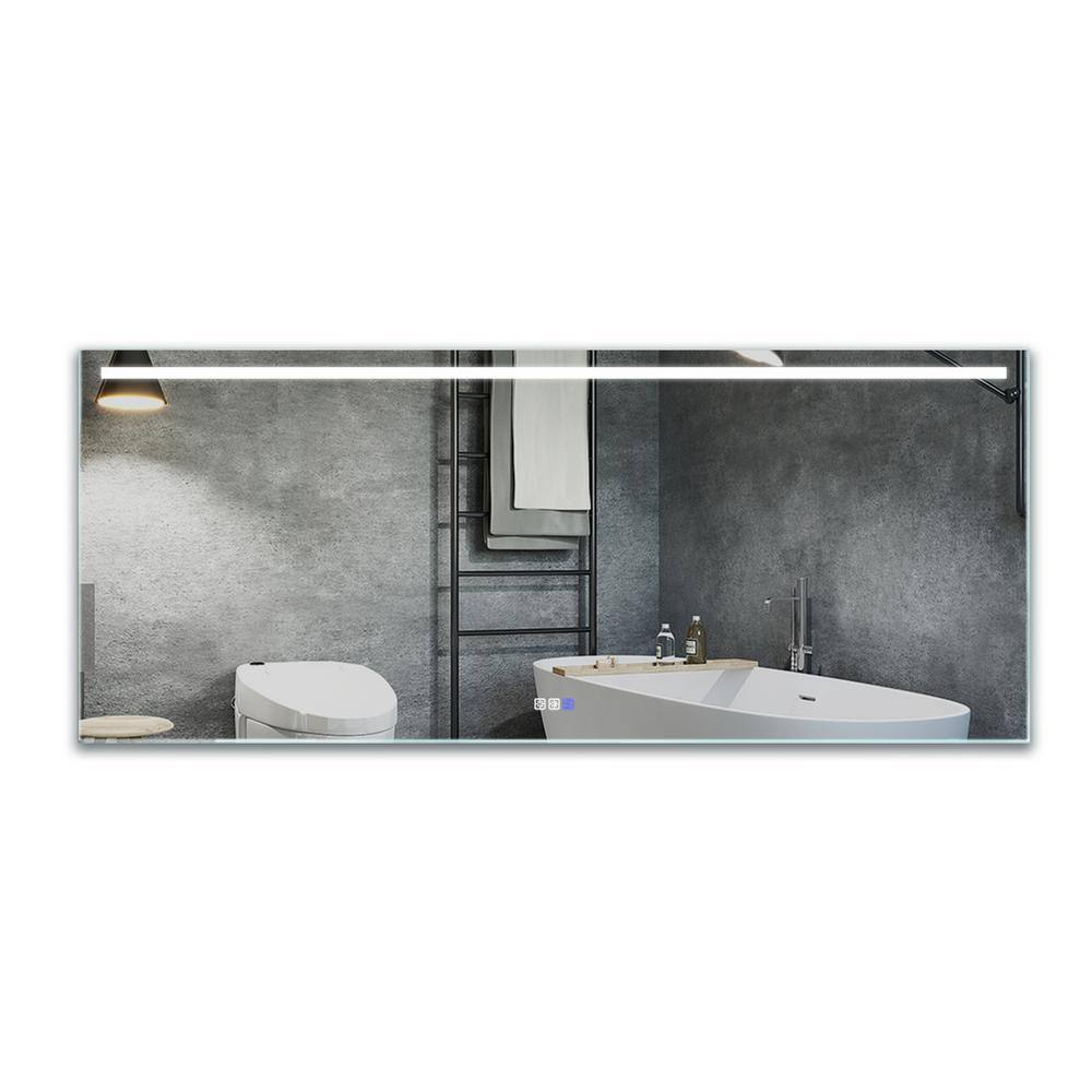 72 in. W x 30 in. H Large Rectangular Frameless Anti-Fog Dimmable Wall Bath
