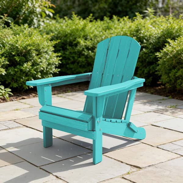 JEAREY Classic Tiffany HDPE Folding Plastic Adirondack Chair (1
