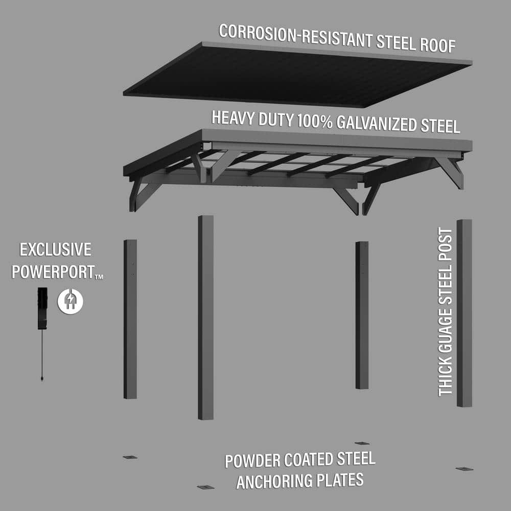 Stonebridge Matte Black Galvanized Steel Slope Roof Gazebo