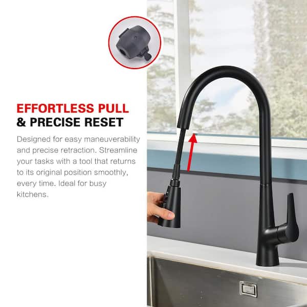 Hourglass Stream Touchless in Matte Black 18.5 in Pull Down Sprayer Kitchen Faucet with 360 Degree Spout Swivel