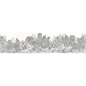 Parton Black Chicken Black Wallpaper Border Sample