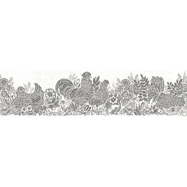Chesapeake Parton Black Chicken Black Wallpaper Border Sample