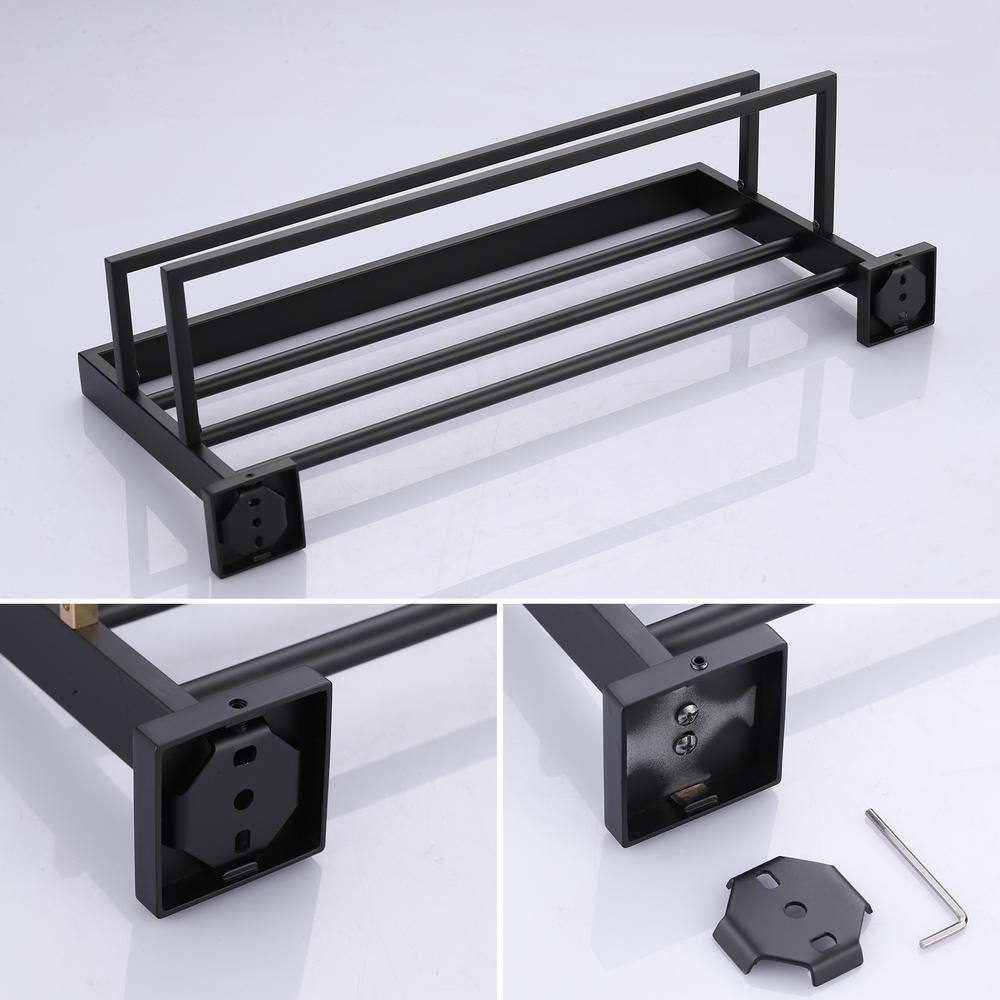 Matte Black 20 Inch Wall Mounted Double Towel Rack
