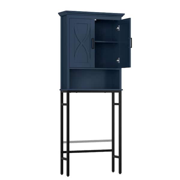 26.8 in. W x 68.9 in. H x 8.86 in. D Metal Rectangular Bathroom Organizer Above Toilet Storage Shelf in Ultramarine