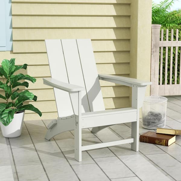 Shoreside Outdoor Patio Fade Proof Modern Folding Plastic Adirondack Chair in Sand