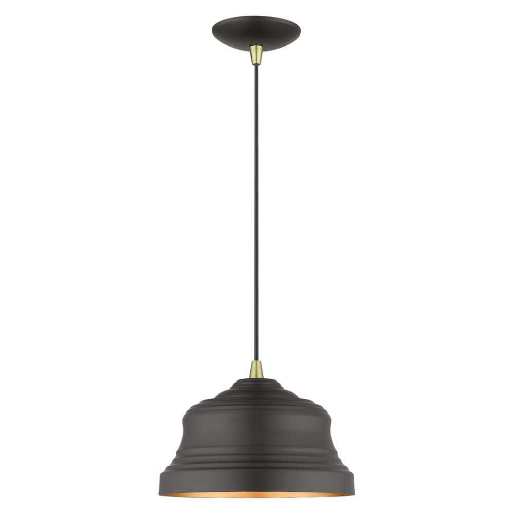 Downing 60-Watt 1 Light Bronze Bell Pendant Light with Steel Shade , No Bulbs Included price history on PriceWatchPro