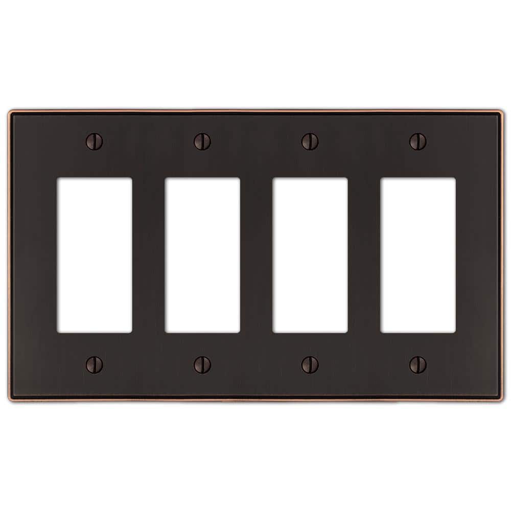 Aged Bronze Quad Rocker Cast Metal Wall Plate