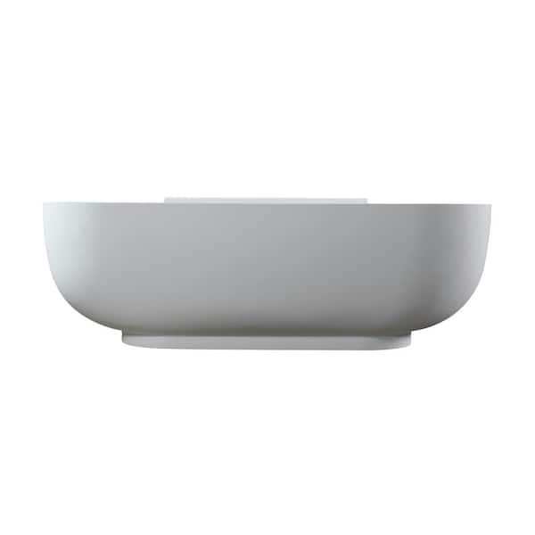 Neal 67 in. Stone Resin Flatbottom Oval Bathtub in Glossy White