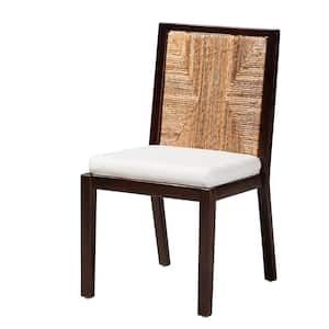 Joana Natural Seagrass and Dark Brown Mahogany Wood Dining Chair