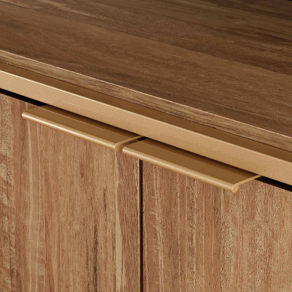 Sindoori Mango and Gold Modern TV Stand with Adjustable Shelf
