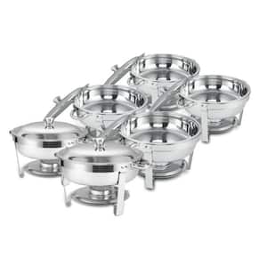 5 qt. with Grip Foldable Frame Silver Round Full Size Stainless Steel Dinner Plates for Parties, Restaurants - 6PC