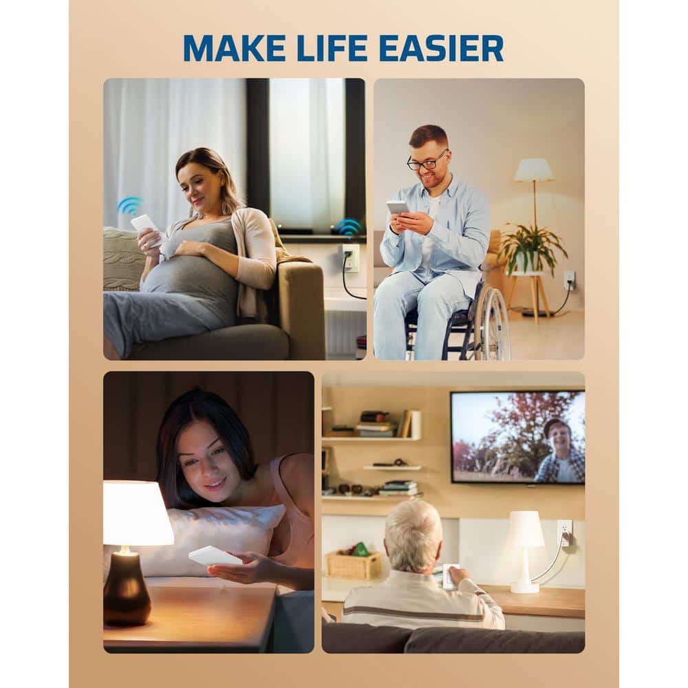 White Smart Wireless Remote Control Outlet and Wall Switch