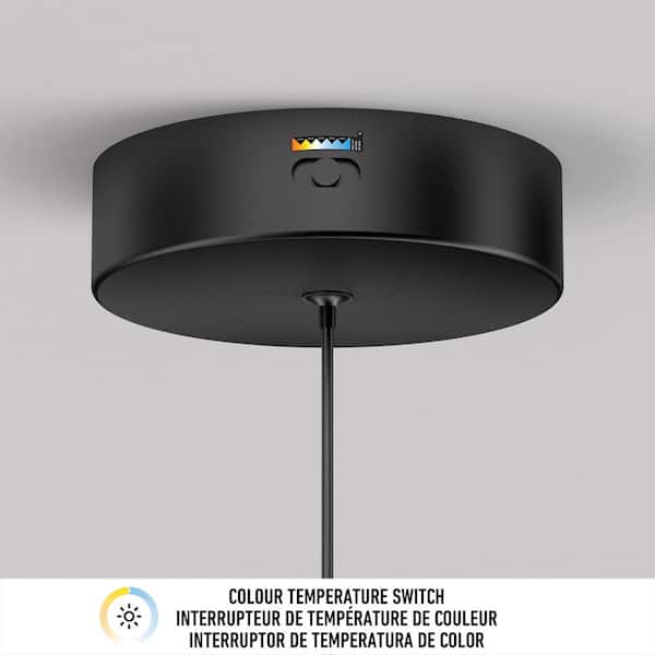 Corben 14-Watt 1-Light Modern Matte Black 5CCT Integrated LED Hanging Pendant Light Fixture for Dining Room or Kitchen