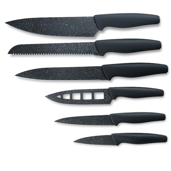 GRANITESTONE 6-Piece Stainless Steel Nutri Blade High-Grade Knife Set in Black