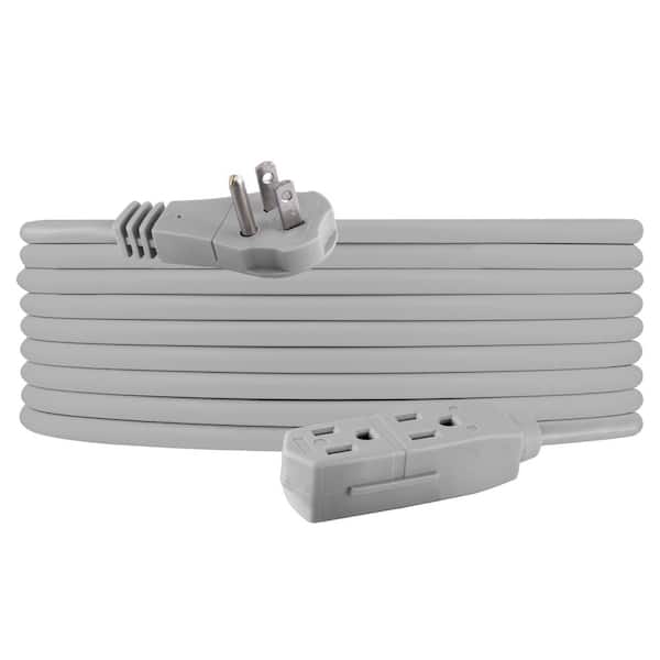 GE 25 ft. 16/3 3-Outlet Office Extension Cord with Low-Profile Flat Plug, Gray