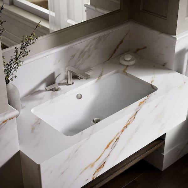 KOHLER Iron Plains 30 in. x 15.62 in. Drop-In Bathroom Sink in White Cast Iron