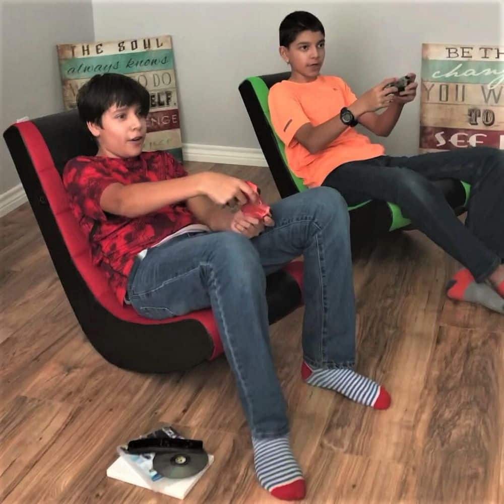 Black and Blue Faux Leather Video Rocker Gaming Chair