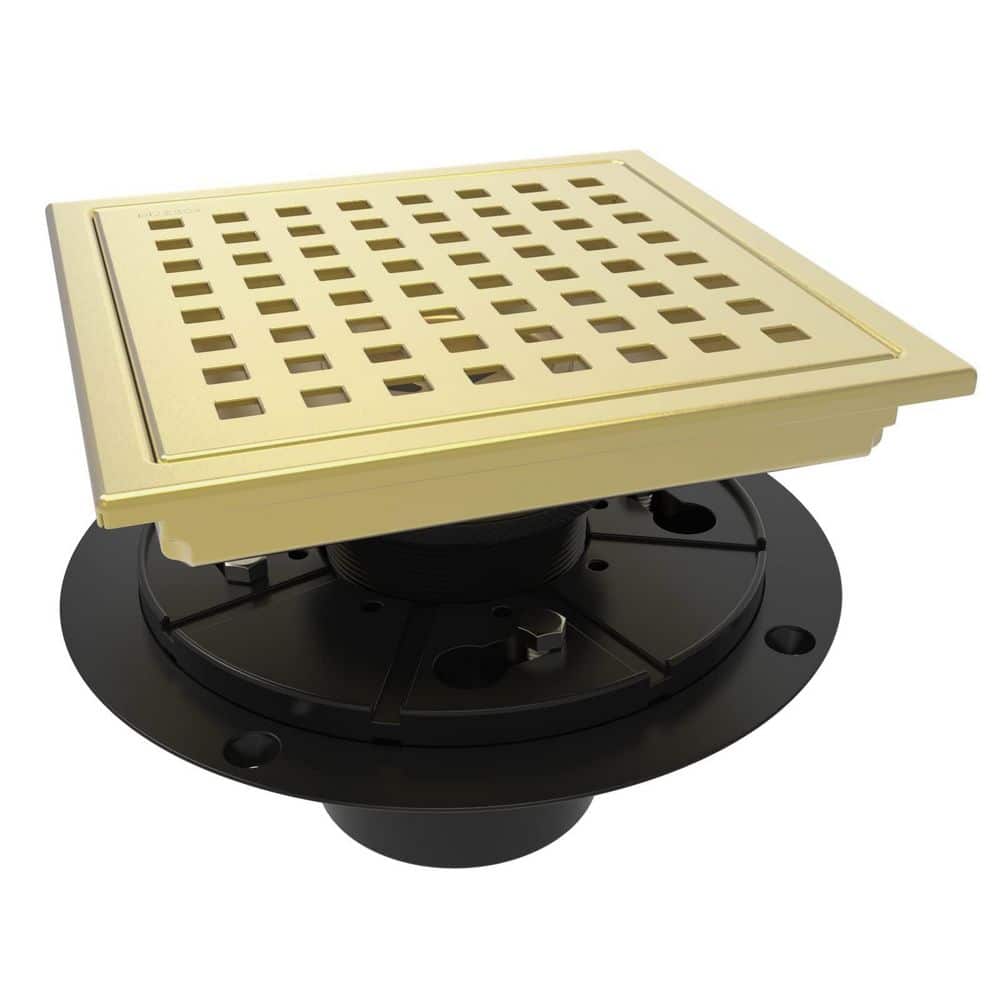 1-Piece 6 in. Stainless Steel Square Shower Floor Drain in Brushed Gold with Flange, Removable Grate, Mounting Hardware price history on PriceWatchPro