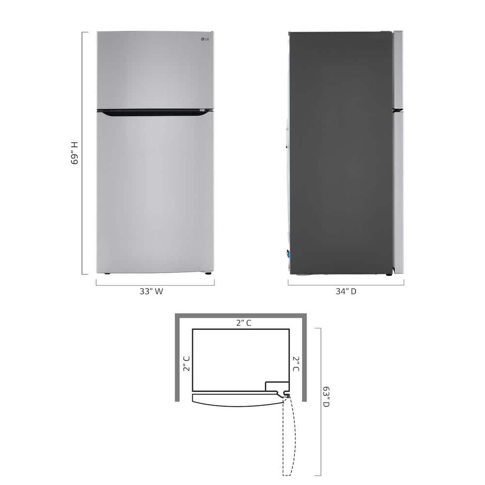 LG 24 cu.ft. Stainless Steel Top Freezer Refrigerator with Ice Maker