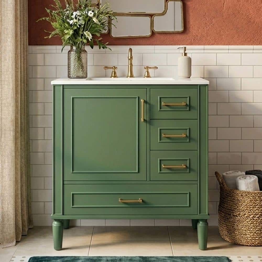 YK様 ⑬⑭⑮ FAMYYT 30 in. Single Sink Freestanding Solid Wood Feet Green Bath