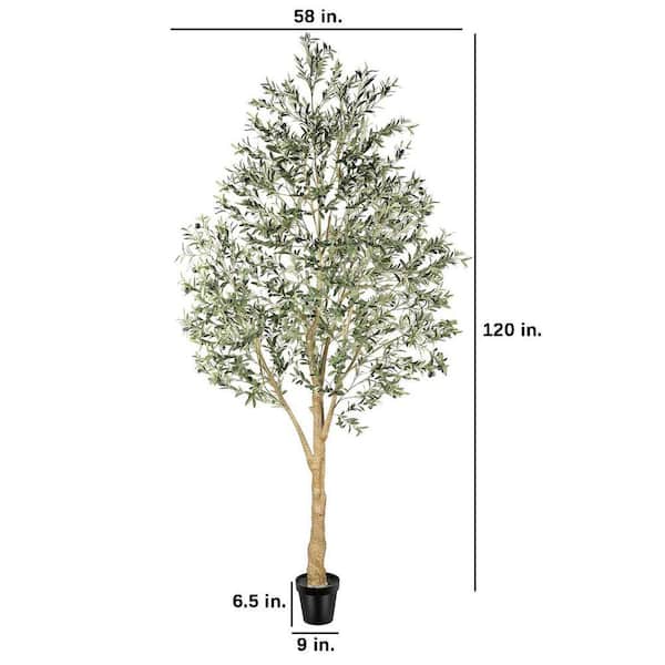 10 ft. Artificial Olive Tree in Pot with Branches and Fruits