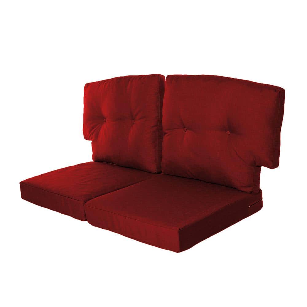 Charlottetown 23.5 in. x 26.5 in. 4-Piece Outdoor Loveseat Cushion Set in T