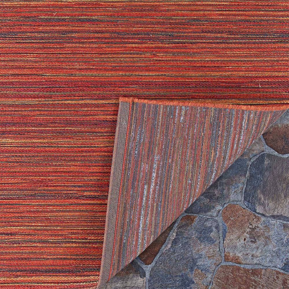 Crimson Red Rectangular 5' x 7' Easy-Care Poly-Wool Blend Rug