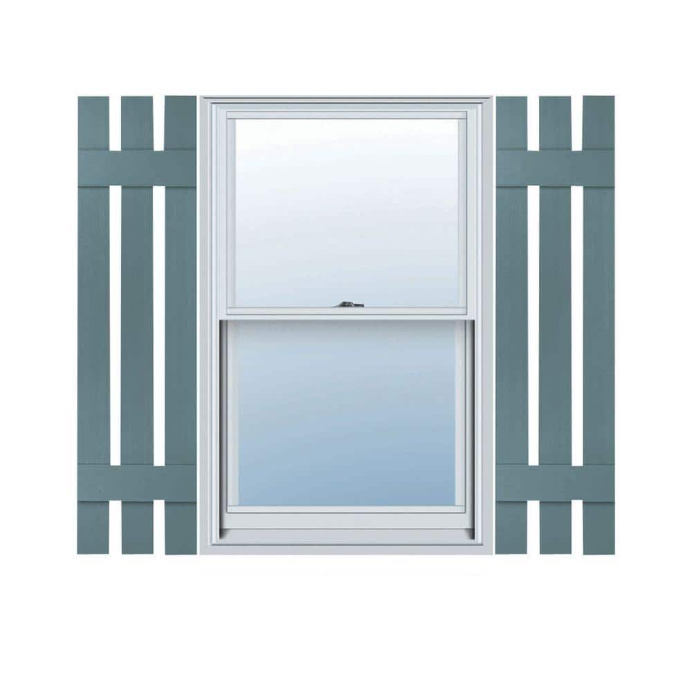 Wedgewood Blue 35" Vinyl Board-n-Batten Shutters with Hardware