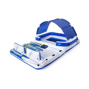 Blue/White, Material Vinyl Hydro-Force Tropical Breeze 6-Person Water Inflatable Party Island Float